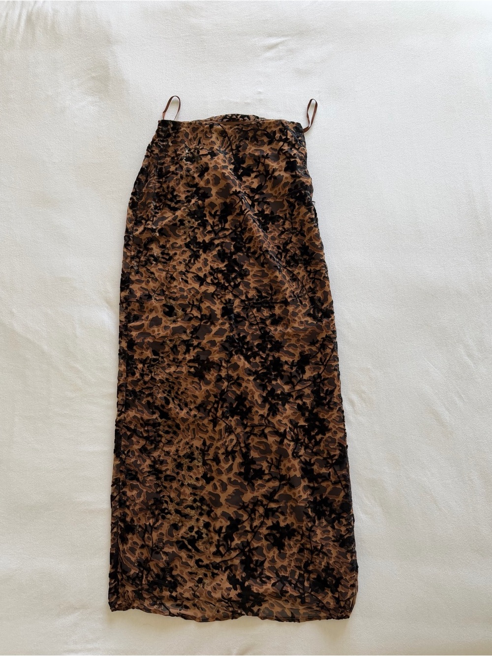 Nasty Gal Brown and Black Floral Burnout Velvet Maxi Skirt
